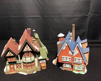 2 Dept 56 Lighted Buildings Yankee Jud Bell Casting and Hembleton Pewterer
