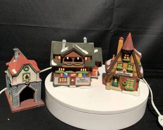 3 Dept 56 Alpine Village Series Pieces Besson Bierkeller Kukuck Uhren and Gate House