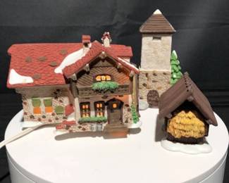 3 Dept 56 Porcelain Pieces Alpine Village Farm and Heritage Village Collection Silo and Hay Shed
