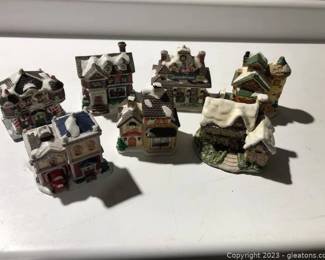 Seven Small Snow Village Buildings