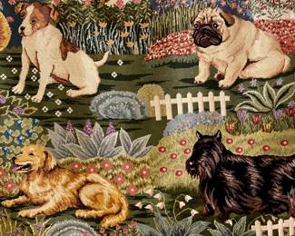 LOVELY NEEDLEPOINT DOG WALL HANGING.