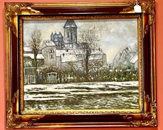 WINTER SCENE OIL PAINTING.  