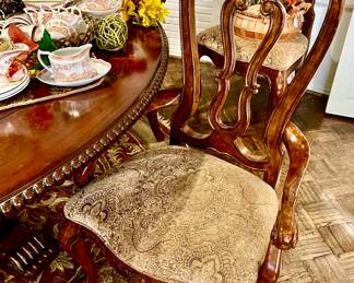 8 UPHOLSTERED CHAIRS FROM STACY'S IN GRAPEVINE.