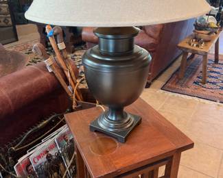 Solid pieces.    Brass and wood 