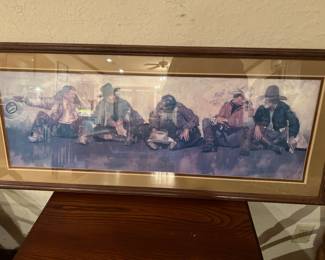 This is a great piece. I think it’s called Cowboys laughing the premise is what are they laughing And what is he pointing at?