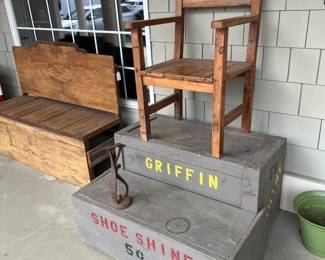 If Chattanooga History is something of interest, we have the actually old Griffen Shoe Shine Seat/Stand combo with Original foot rest (made of Iron) and chair sitting on pedestal stand!  Just like some right out of the movies! 