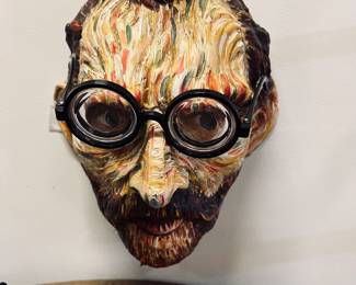 Impressionist Art,  Creepy, eyes look real, oil paint over mask.