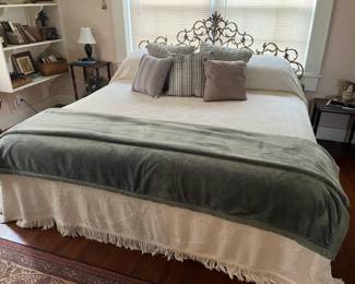 King bed with antique headboard