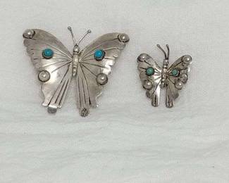 13 A Pair of Butterfly Pins in Sterling Silver