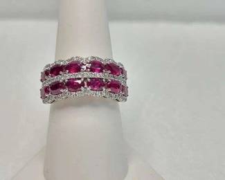 3 12 Lovely Rubies Surrounded by 92 Sparkling Diamonds Set in 18k White Gold