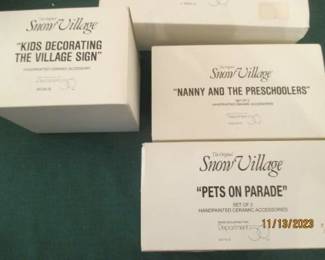 Dept 56 Snow Village Accessory Pieces.  In Boxes as marked. 