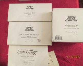 Heritage Village Collection & Dept 56 Snow Village accessory pieces in boxes as marked.