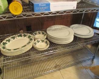 Misc plates, bowls.  Oversize white plates.