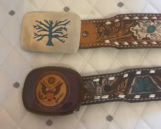Men's Belts.  one Size 48; one size 44.  Monogram stitched with "WBA" on both.
