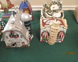Dept 56 "Dairy Barn" and "Pisa Pizza".  Sold separately.  with boxes and light cords.