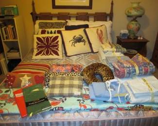 Decorative pillows.  King Size bed sheet sets.