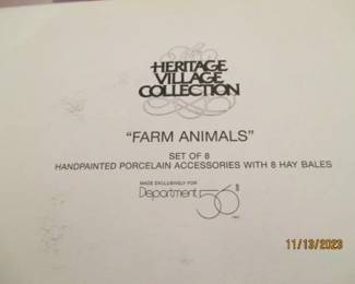 Hertiage Village Collection. "Farm Animals" in box as marked.  Dept 56