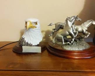 Lots of Eagles and pewter at this sale. The horse in the front of the pewter piece has come detached.