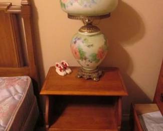 Maple nightstand.  'Gone with the Wind' Lamp 