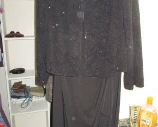 Evening black dress with sequined jacket.  Size XXL
