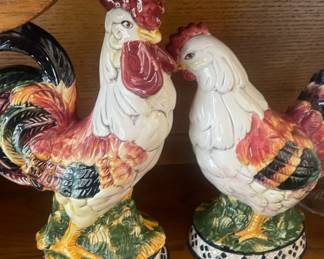 1998 CBK Ceramic Rooster & Hen Figurines
