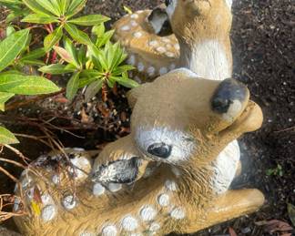 Pair of Cement Fawn Statues