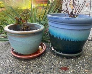 Assortment of Glazed Ceramic Planters