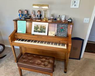 Kohler & Campbell Upright Piano with Tufted Leather Stool
