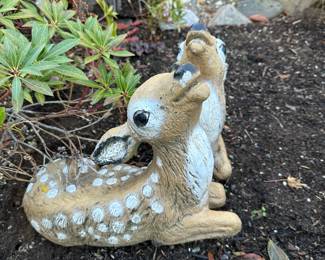 Pair of Cement Fawn Statues