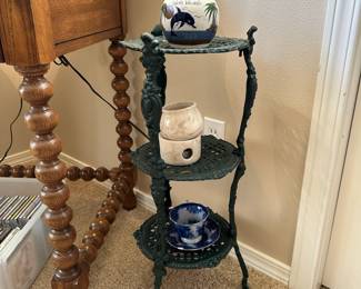 Green Cast Iron 3 Tier Plant Stand