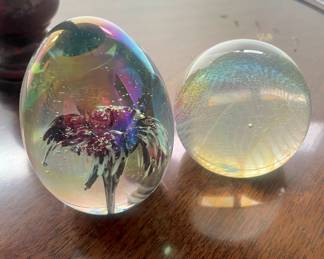 Blown Glass Egg & Sphere Paperweights
