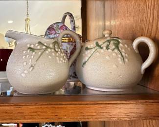 Japanese Moriage Sugar Bowl & Creamer