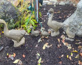 Cement Statues - Family of Geese