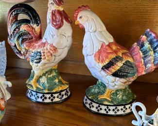 1998 CBK Ceramic Rooster & Hen Figurines