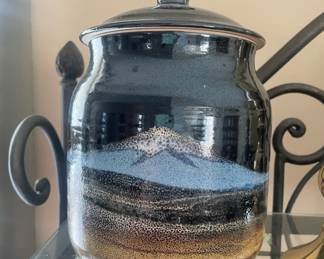 Wendt Pottery Mountain Design Canister - Mt. St. Helens Ash Glaze