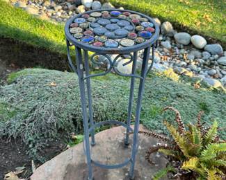 Metal/Round Tile Top Plant Stand