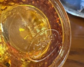 Fenton Amber Glass Hobnail/Ruffled Top Vase