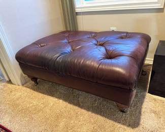 Tufted Brown Leather Ottoman