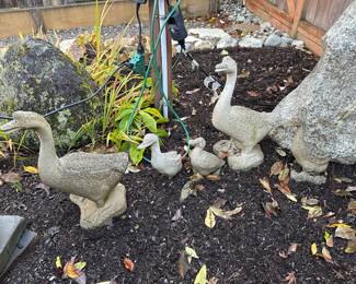 Cement Statues - Family of Geese