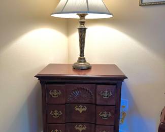 Chippendale Style Mahogany Block Front - 3 Drawer Side Table