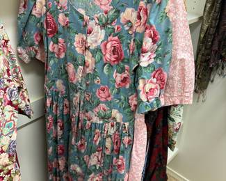 Blue/Pink Floral Button Up Dress