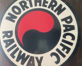 Northern Pacific Railway Round Metal Sign