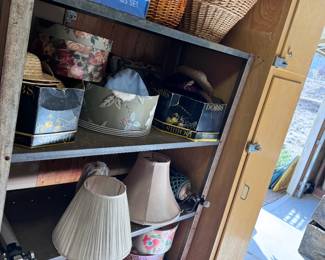 Lamp shades, hats and hat boxes