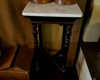 Mahogany Marble Top Pedestal Stand