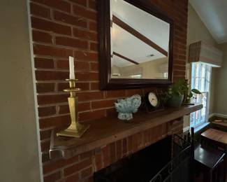 Fireplace Mantle Displays and Large Mirror