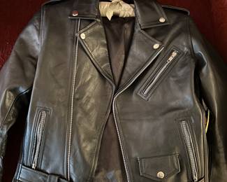 Woman's Large Motorcycle Leather Jacket, front