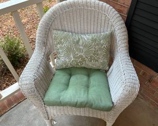 White Whicker Porch Chairs (2) and Cushions