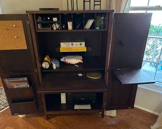 Hardwood Closet Desk with Shelving open