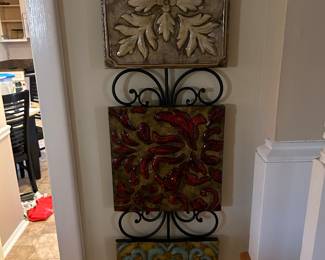 Ceramic floral wall hanging tiles