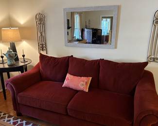 Very Comfortable Deep Cushion Burgundy Corduroy Couch